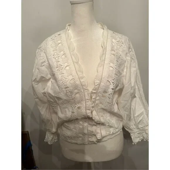 Free people Louella Embroidered Top size L - Picture 2 of 5